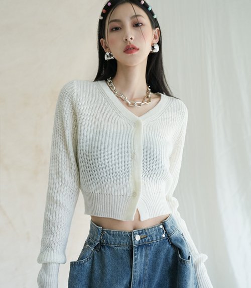 V-neck Crop Cardigan - 7 COL