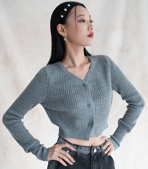 V-neck Crop Cardigan - 7 COL