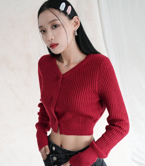 V-neck Crop Cardigan - 7 COL