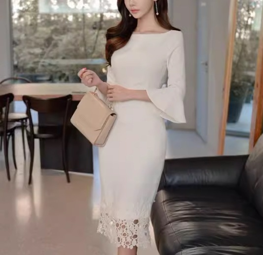 レディース ワンピース ドレス タイトスカート ペンシルスカート 膝丈 ミモレ ミドル丈 7分袖 ベルスリーブ ラウンドネック スリム 細身 レース ファスナー ハイウエスト 大人可愛い きれいめ レディース ワンピース ドレス タイトスカート ペンシルスカート 膝丈 ミモレ ミドル丈 7分袖 ベルスリーブ ラウンドネック スリム 細身 レース ファスナー ハイウエスト 大人可愛い きれいめ