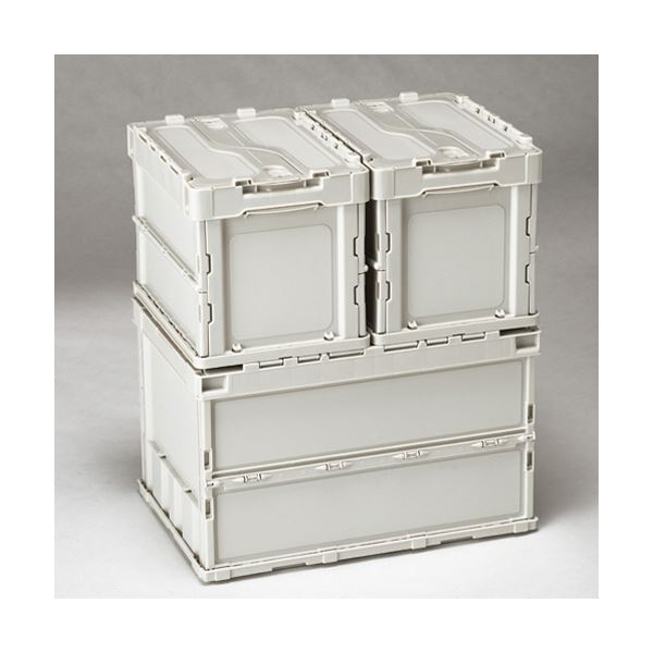 （まとめ） エコンカラーオリコン フタ付き 20L ホワイトグレー 560330WHTSU 1台 [x3セット]