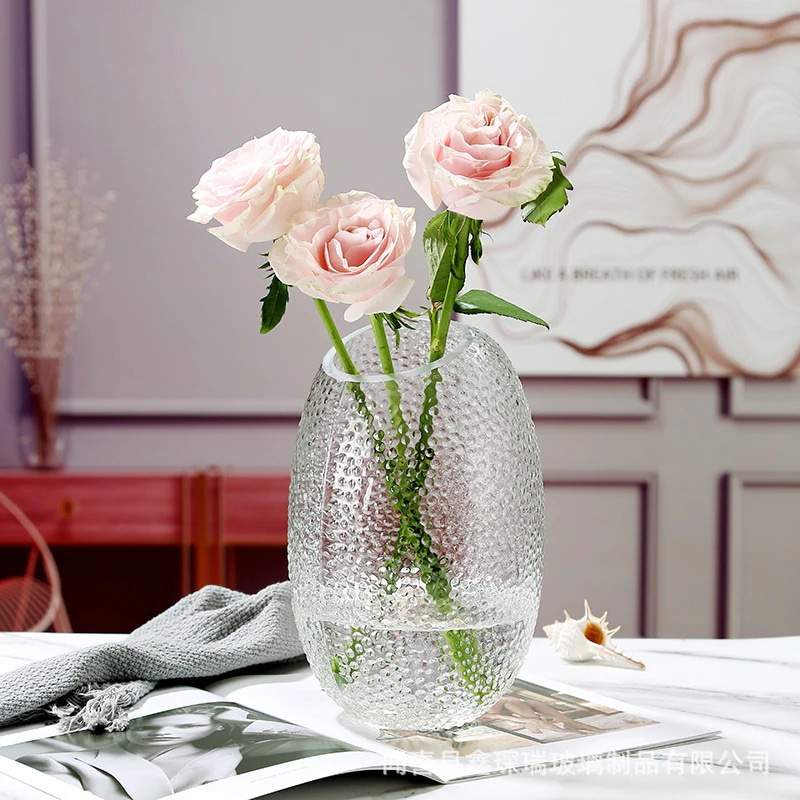 【20点セット】【送料無料】欧風軽量贅沢斜口透明ガラス花瓶挿花器リビングテーブル家庭水耕アクセサリー芸術置物