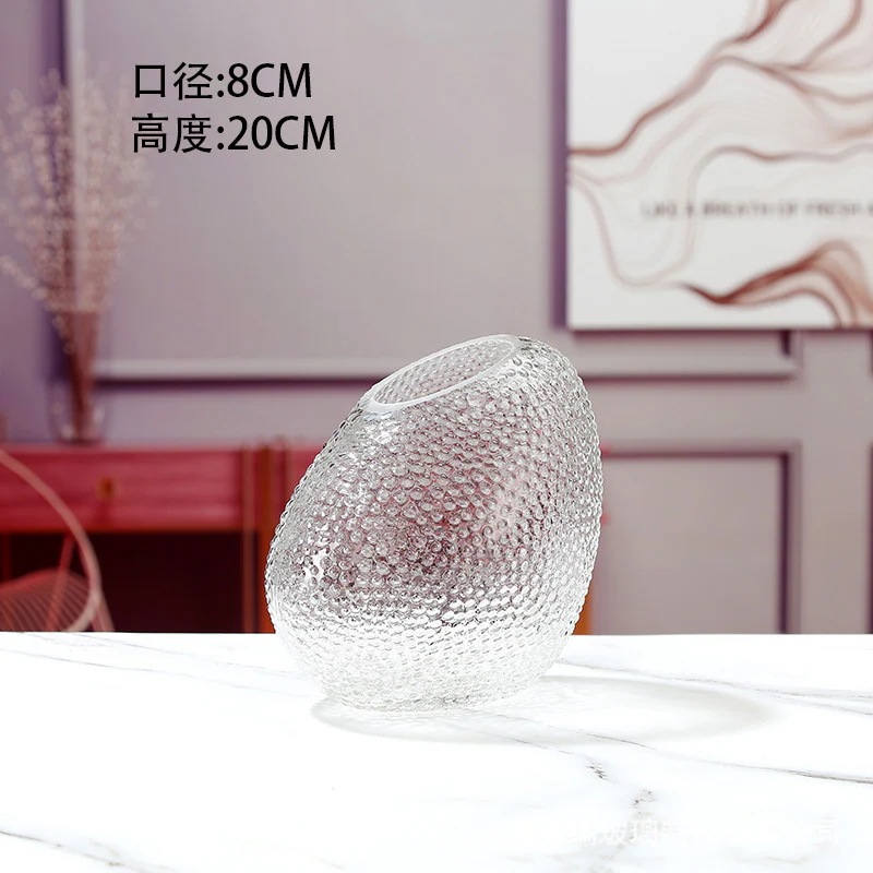 【20点セット】【送料無料】欧風軽量贅沢斜口透明ガラス花瓶挿花器リビングテーブル家庭水耕アクセサリー芸術置物