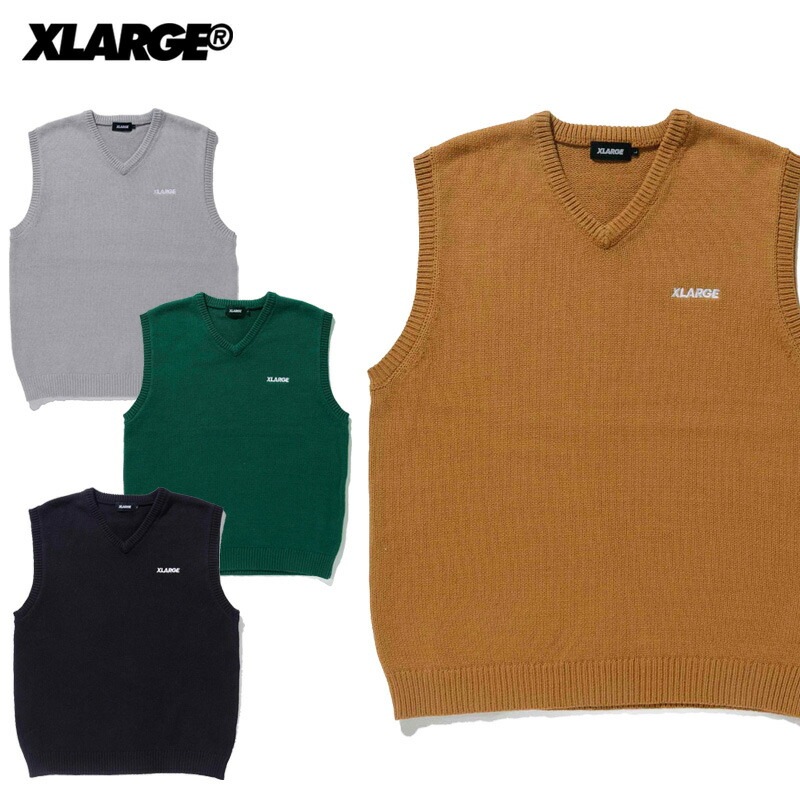 エクストララージ STANDARD LOGO KNIT VEST ニット ベスト トップス メンズ