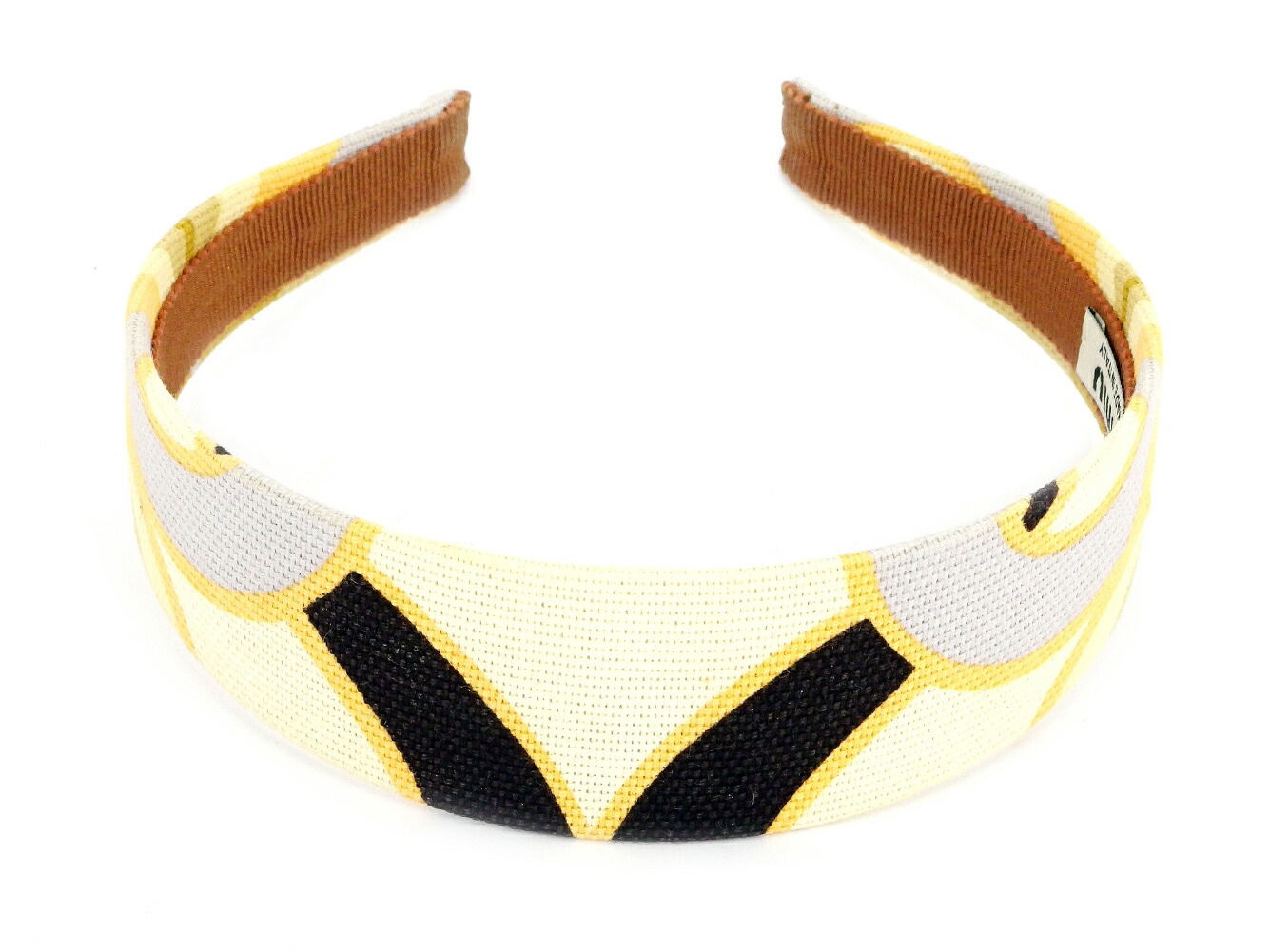 カチューシャ 柄 プリント ベージュ オレンジ ブラウン系 レディース 中古