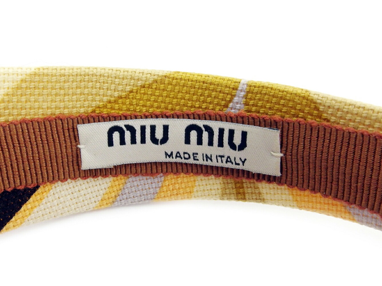 カチューシャ 柄 プリント ベージュ オレンジ ブラウン系 レディース 中古