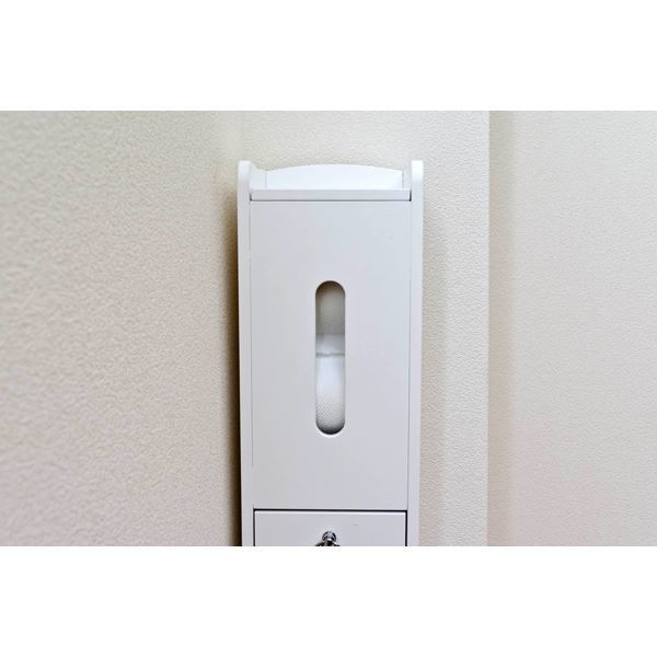 スリムトイレラック 木製 幅17.5cm 扉収納付き ホワイト(白) [完成品]