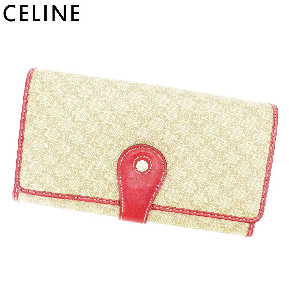 長財布 ファスナー付き 財布 マカダム ベージュ ブラウン レッド 中古