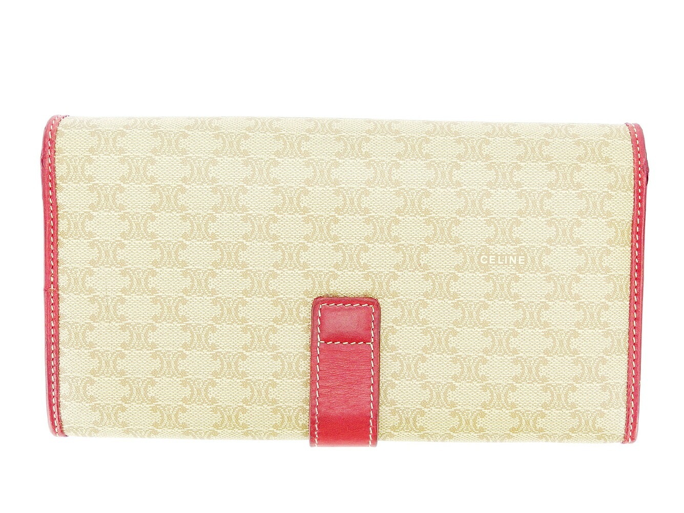 長財布 ファスナー付き 財布 マカダム ベージュ ブラウン レッド 中古