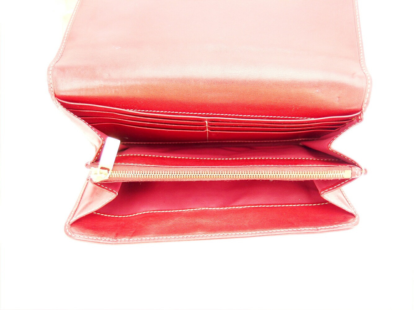 長財布 ファスナー付き 財布 マカダム ベージュ ブラウン レッド 中古