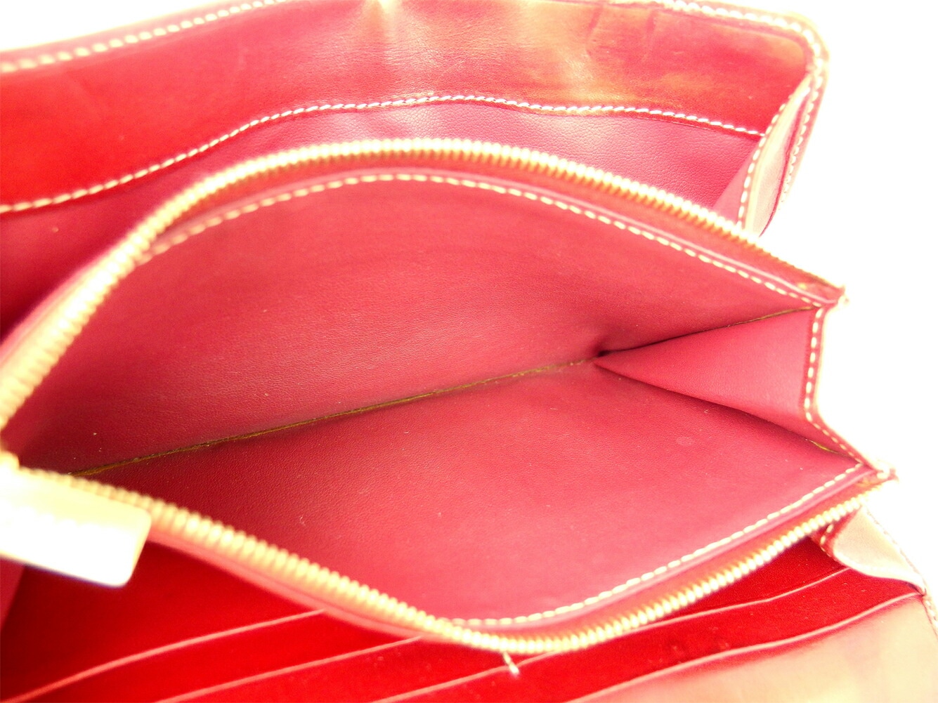 長財布 ファスナー付き 財布 マカダム ベージュ ブラウン レッド 中古