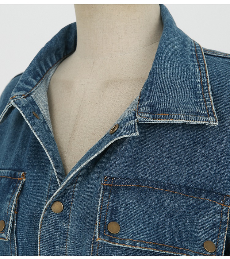 ワンピース レディース デニムワンピース S M L XL 韓国 シャツワンピース 長袖 膝丈 襟付き カラー デニム かわいい 大人可愛い きれいめ シンプル カジュアル おしゃれ お洒落 ラフ