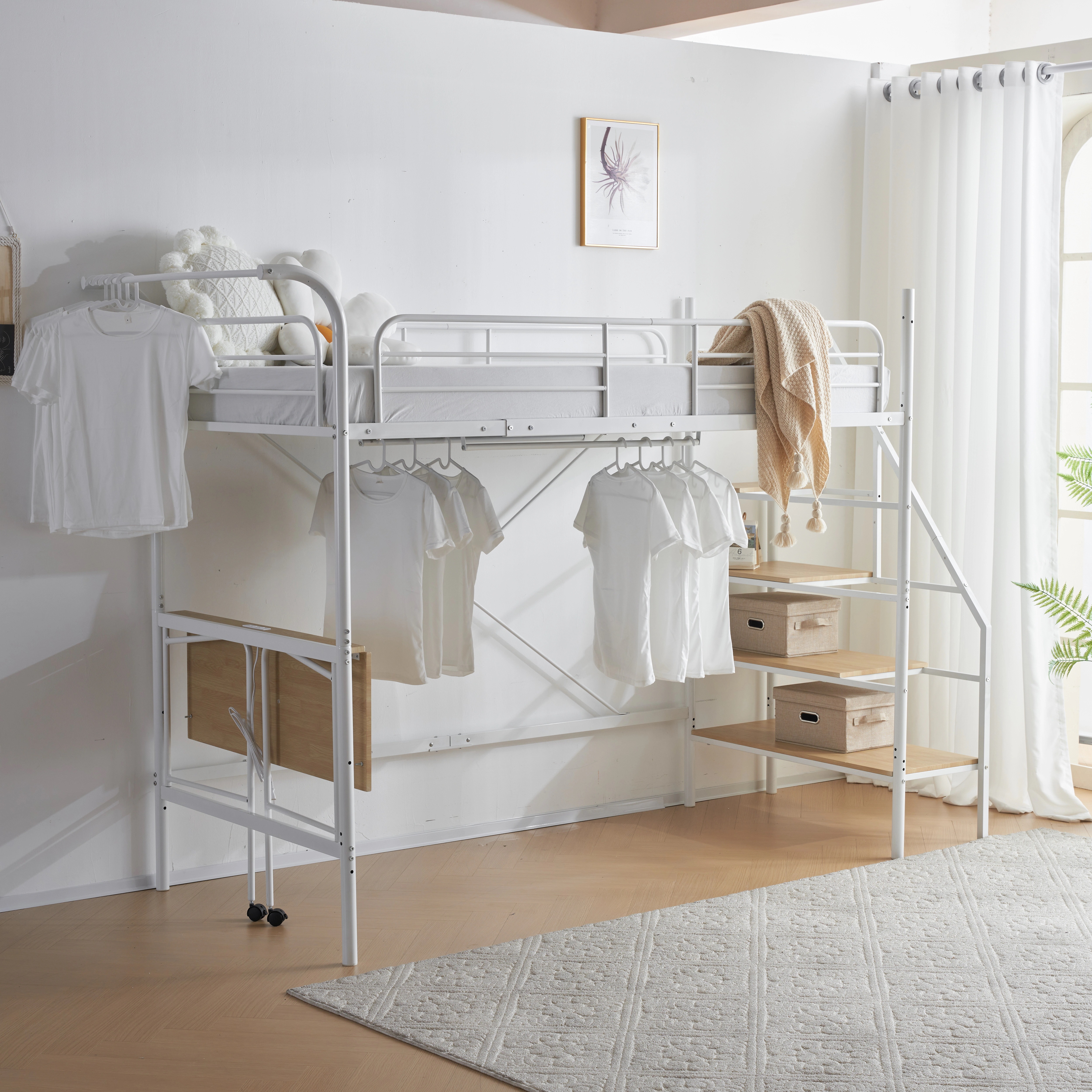 102【元SKU:SA308461BAA】システムベット ロフトベッド シングル デスク付き コンセント付き 収納付き ハンガーポール付き 耐荷重150kg 北欧風 スチール 耐震112 102【元SKU:SA308461BAA】システムベット ロフトベッド シングル デスク付き コンセント付き 収納付き ハンガーポール付き 耐荷重150kg 北欧風 スチール 耐震112