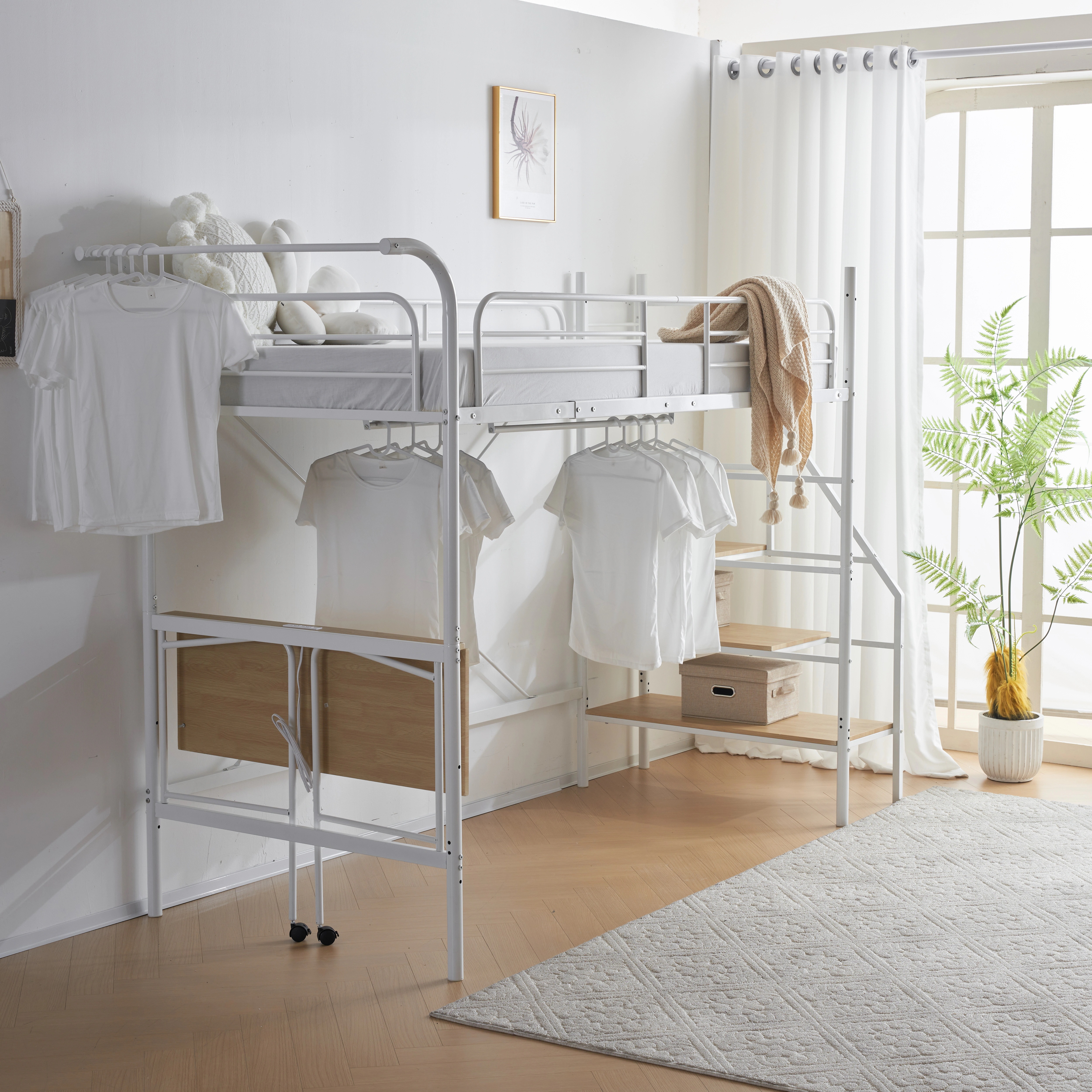 102【元SKU:SA308461BAA】システムベット ロフトベッド シングル デスク付き コンセント付き 収納付き ハンガーポール付き 耐荷重150kg 北欧風 スチール 耐震112 102【元SKU:SA308461BAA】システムベット ロフトベッド シングル デスク付き コンセント付き 収納付き ハンガーポール付き 耐荷重150kg 北欧風 スチール 耐震112