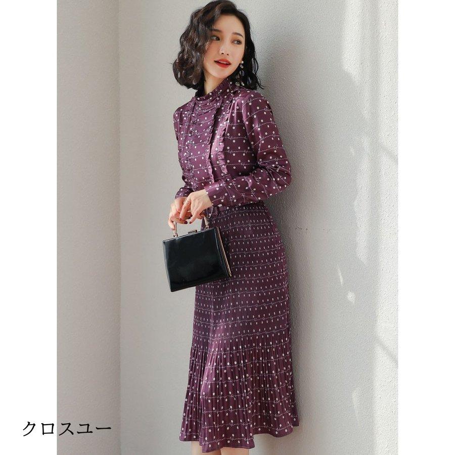 ワンピース レディース Aラインワンピース 膝丈 フォーマルワンピース 長袖 ひざ丈 大きいサイズ 体型カバー 春 夏 40代 50代