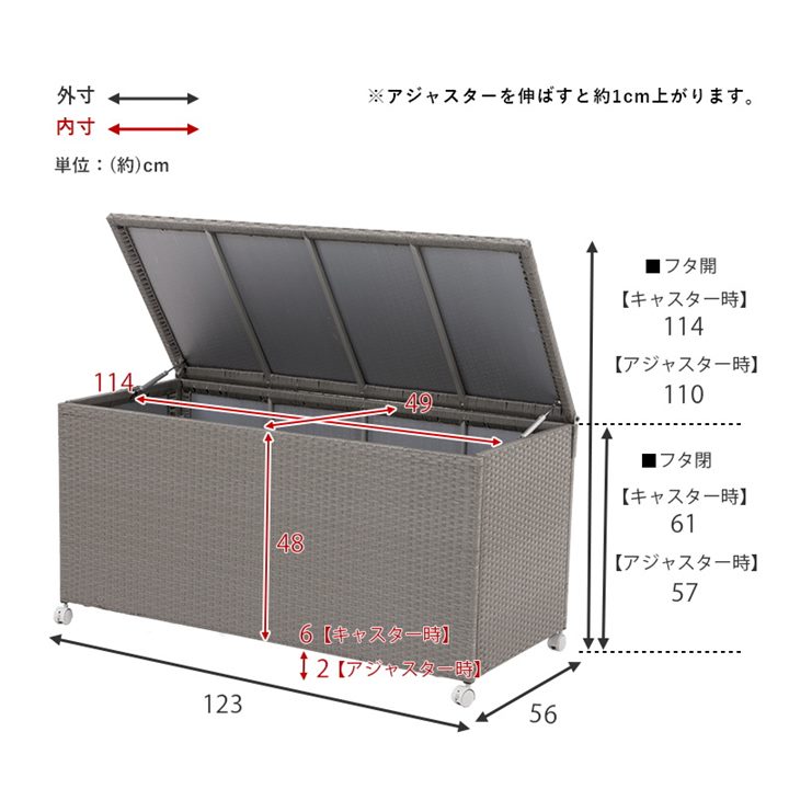 ストッカー 収納ボックス ゴミ収納庫 フタ付き 屋外 屋内 園芸用品 ガーデニング 幅123cm 約260L ストッカー 収納ボックス ゴミ収納庫 フタ付き 屋外 屋内 園芸用品 ガーデニング 幅123cm 約260L
