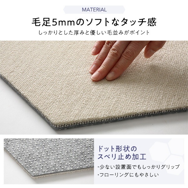 日本製 六角形ラグ 同色4枚入 ターコイズ 4枚入 タイルカーペット 防音 防炎 防ダニ スミノエ ロッカク