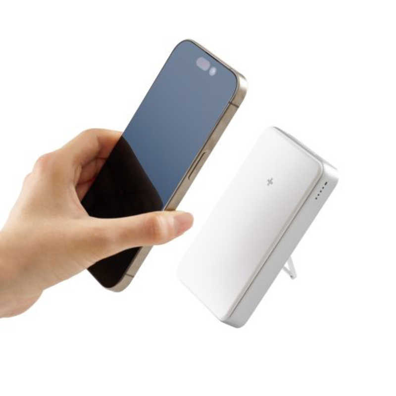 エレコム　ELECOM　ワイヤレスモバイルバッテリー 10000mAh 最大20W 入出力(Type-C×2) スタンド付き ホワイト　DE-C54-10000WH