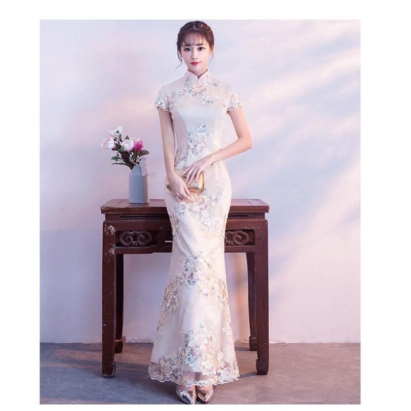 マーメイドドレス チャイナドレス ロングドレス 司会者 結婚式ワンピース 二次会 演奏会 発表会 披