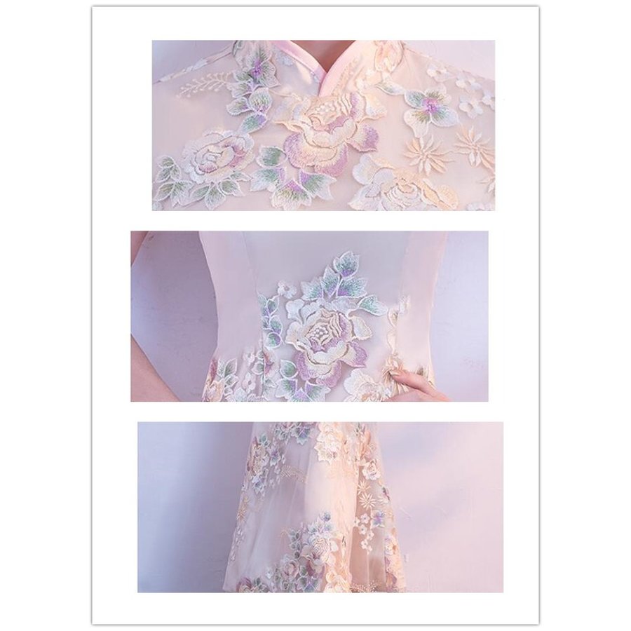 マーメイドドレス チャイナドレス ロングドレス 司会者 結婚式ワンピース 二次会 演奏会 発表会 披