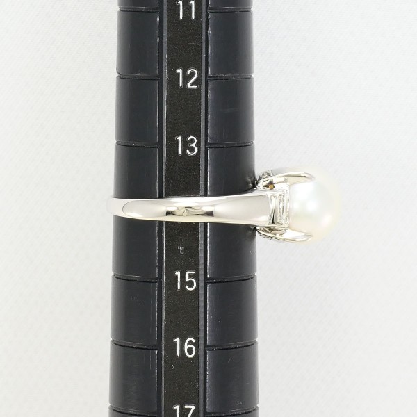 PT900 プラチナ リング 14号 パール(真珠) 約9.5mm ダイヤ 0.26 中古 PT900 プラチナ リング 14号 パール(真珠) 約9.5mm ダイヤ 0.26 中古