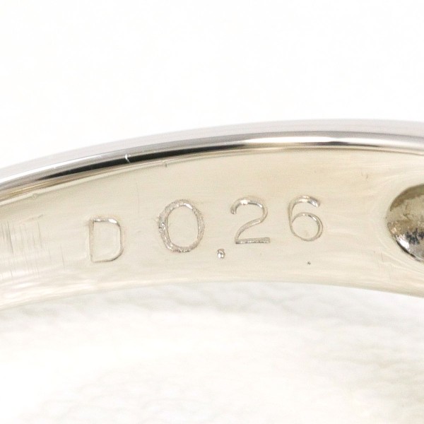 PT900 プラチナ リング 14号 パール(真珠) 約9.5mm ダイヤ 0.26 中古