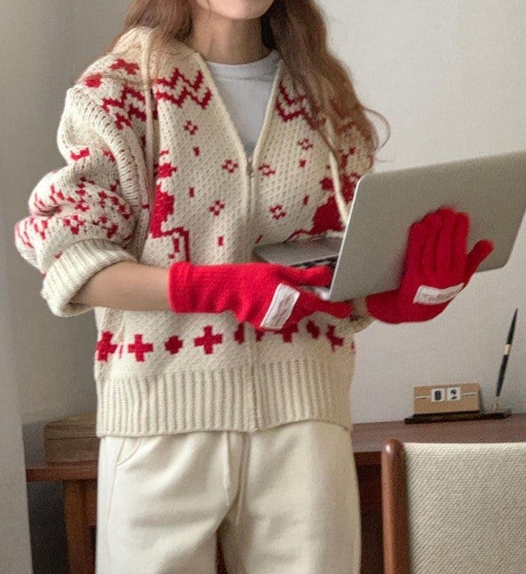 【3日出荷】レディースファッション トップス ニット ニットパーカー フーディー ノルディック柄 韓国ファッシ 【3日出荷】レディースファッション トップス ニット ニットパーカー フーディー ノルディック柄 韓国ファッシ