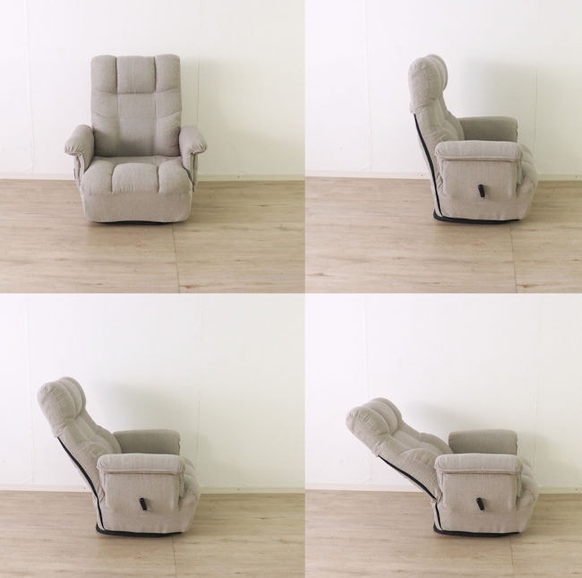 リクライニング回転高座椅子 アイボリー系 座椅子 リクライニング