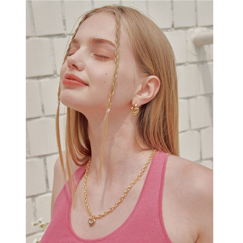 [IVEチャンウォンヨン,ルセラフィムカズハ着用]膨れたハートイヤリング/韓国ファッション/韓国ファッションスタイル/韓国ストリートファッション/SNSで人気/韓国の人気ブランド