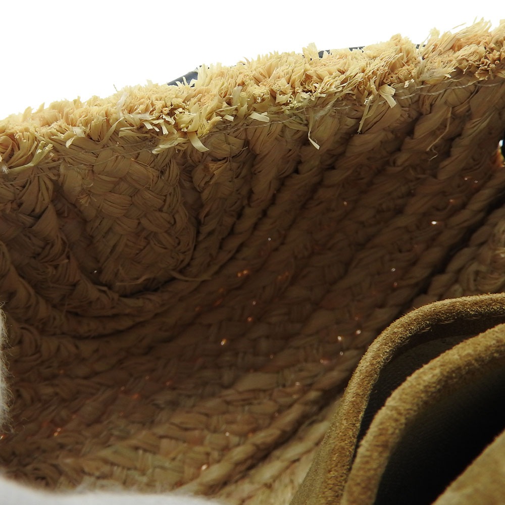 中古 LOEWE ロエベ 329.13.U62 ミニゲート ショルダーバッグ 斜めがけ ポシェット レディース レザー ラフィア バックスキン ブラック 黒 ゴールド金具 女性 カジュアル Sho