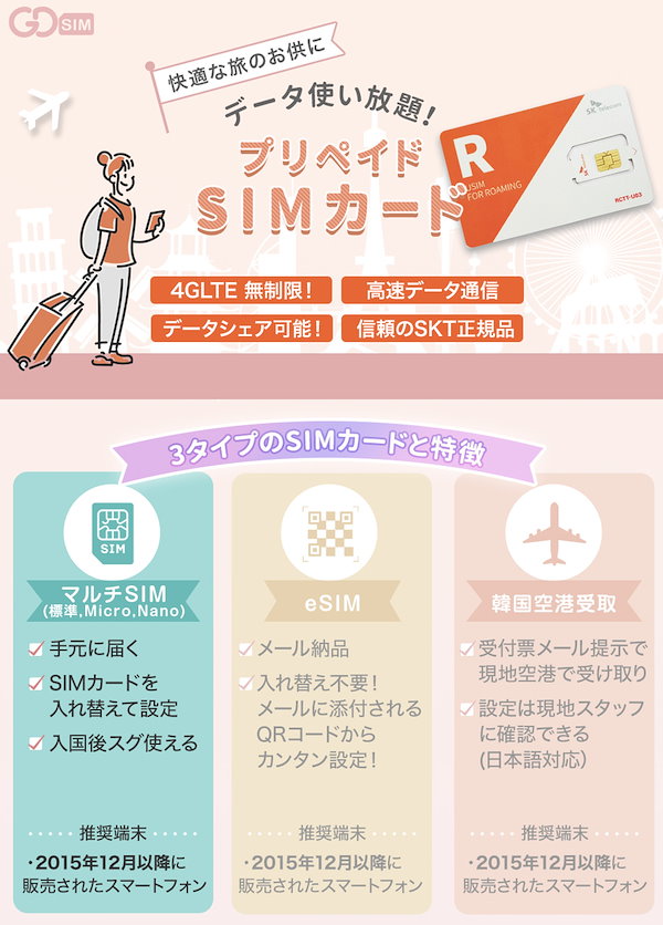韓国SIMカード 5日間 日本国内配送 SKテレコム正規品 有効期限 2024 9 30まで 韓国 simカード SIM 韓国 プリペイドsim 無制限 韓国旅行