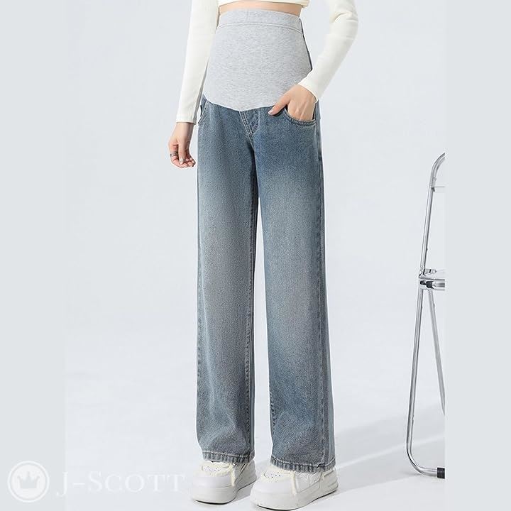 マタニティ ストレートデニム レディース パンツ 産後 ゆったり ウエストゴム アジャスター付き シワなし マタニティパンツ ビッグ 動きやすい デイリーユース 育児(ブルー, M) マタニティ ストレートデニム レディース パンツ 産後 ゆったり ウエストゴム アジャスター付き シワなし マタニティパンツ ビッグ 動きやすい デイリーユース 育児(ブルー, M)