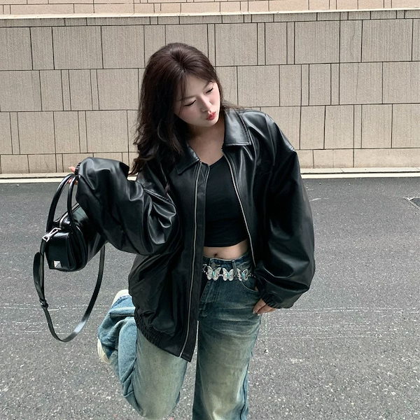 Qoo10] 人气新作アウター ブラック PUレザー