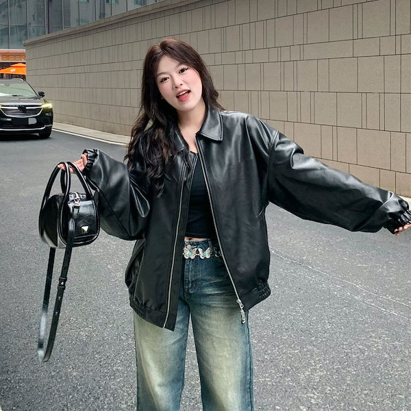 Qoo10] 人气新作アウター ブラック PUレザー