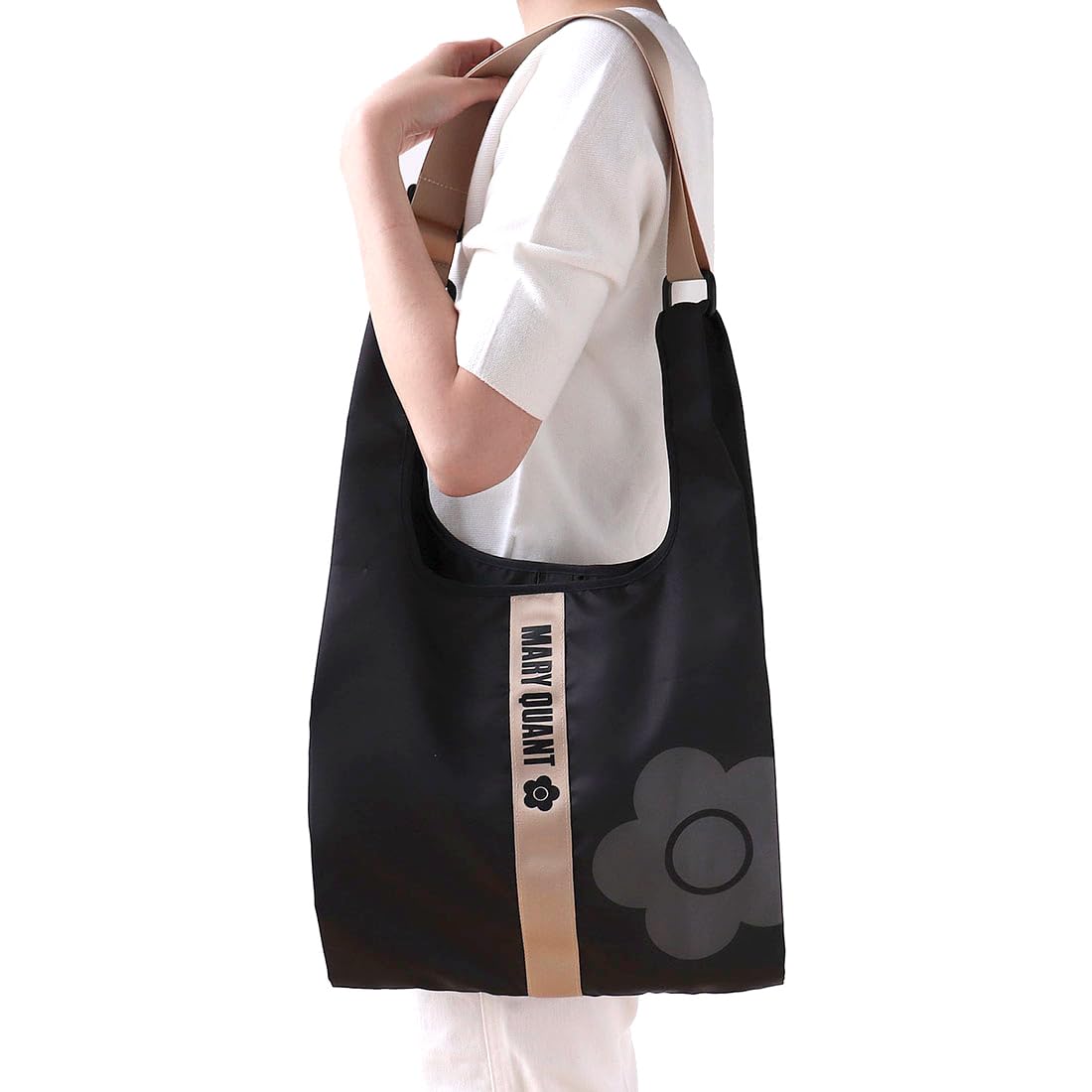 MARY QUANT 3WAY エコバッグ ケース付き (ブラック) 花柄 デイジー レディース エコバック マイバッグ 000783-0001-02