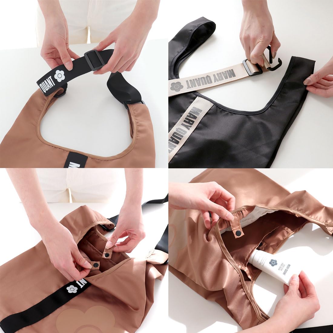 MARY QUANT 3WAY エコバッグ ケース付き (ブラック) 花柄 デイジー レディース エコバック マイバッグ 000783-0001-02
