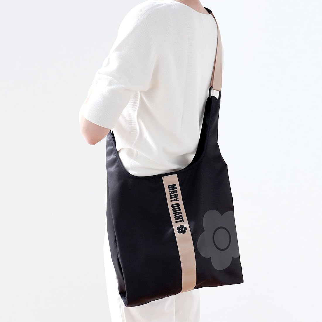 MARY QUANT 3WAY エコバッグ ケース付き (ブラック) 花柄 デイジー レディース エコバック マイバッグ 000783-0001-02