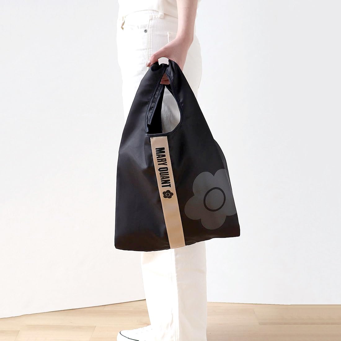 MARY QUANT 3WAY エコバッグ ケース付き (ブラック) 花柄 デイジー レディース エコバック マイバッグ 000783-0001-02