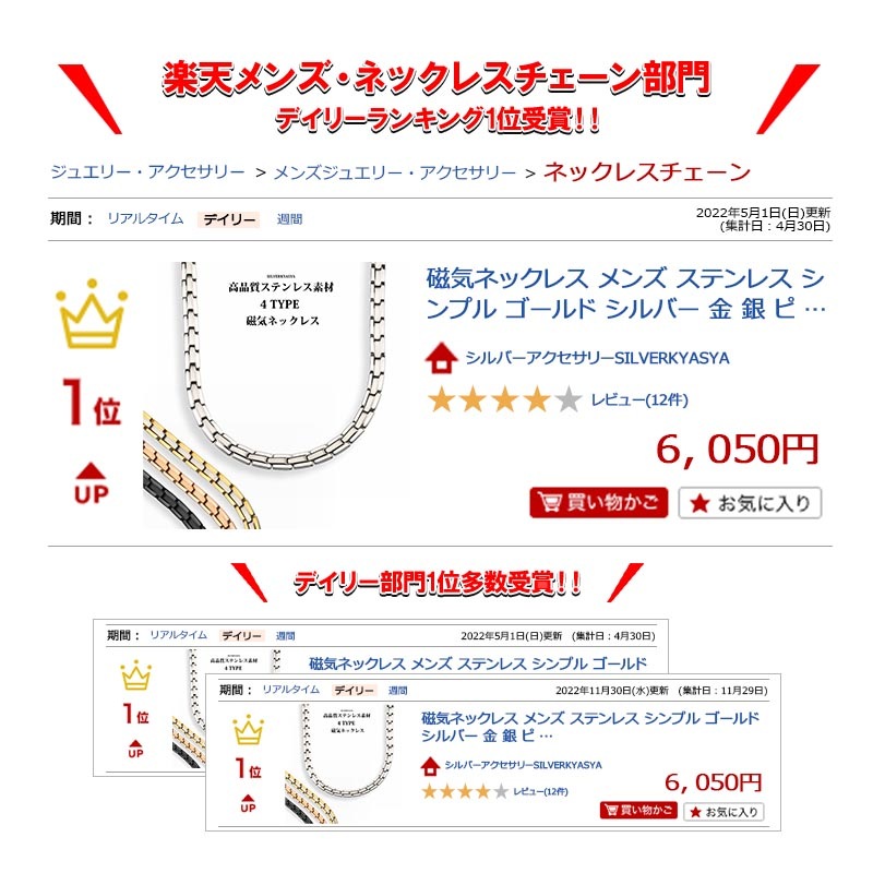 ステンレス 316L 磁気ネックレス [n230]