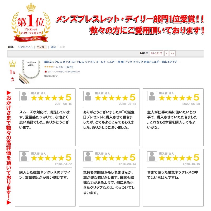 ステンレス 316L 磁気ネックレス [n230]