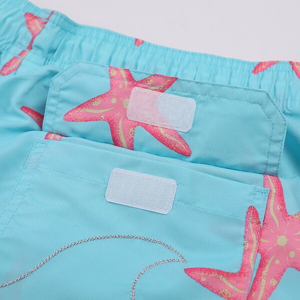 水着 メンズ サーフパンツ 速乾 ショートパンツ 短パン 水陸両用 ビーチパンツ 大きいサイズ 海パン 総柄 スイムパンツ リゾート 海 プール 行楽 レジャー 旅行 サーフィン ブルー M/L/LL