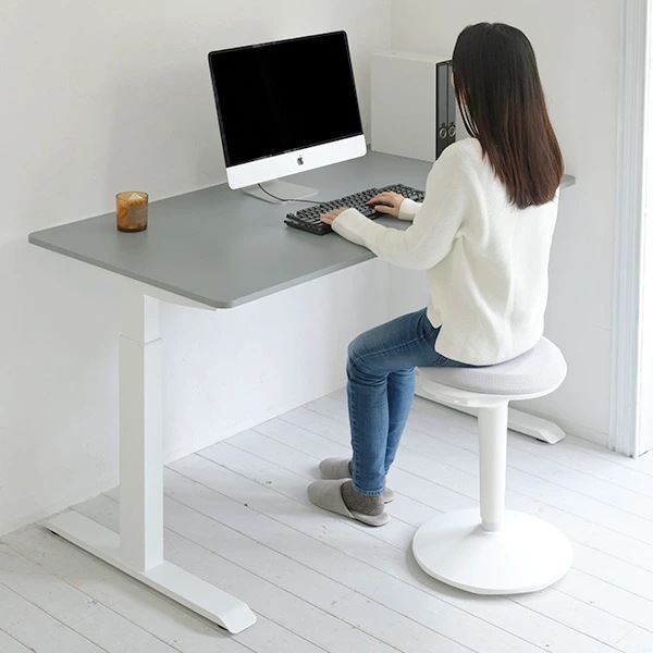 ハイチェア 昇降 チェア (スタンディングデスク対応) ガス圧昇降式 幅42 奥行38.5 高さ57-72cm スツール 背もたれなし 接地部ラウンド構造 立ち姿勢で腰掛けやすい オフィスチェア