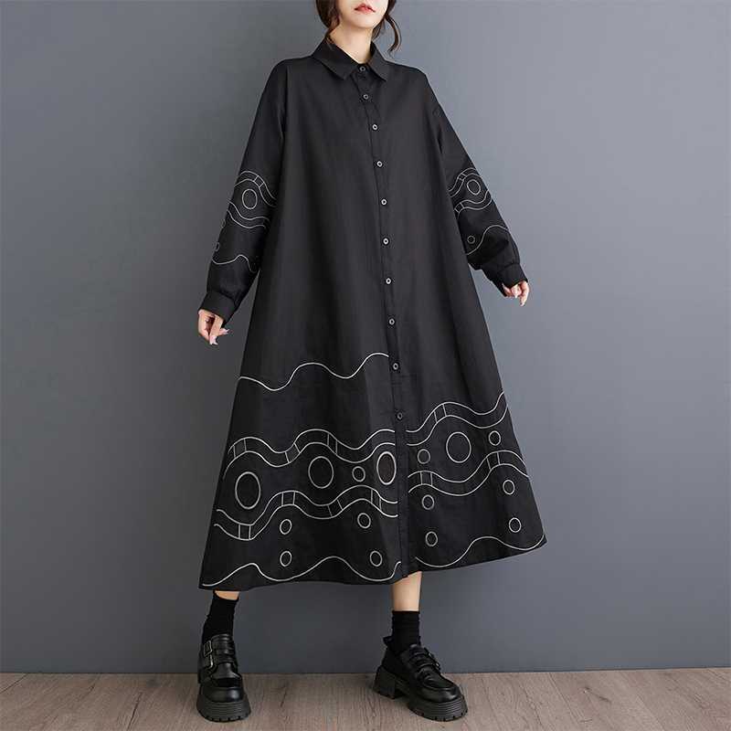 「ファットガール」 2024秋新品 刺繍 ドッキング ロングワンピース 大きいサイズ 体型カバー レディース ワンピース メガ割30%までに制限