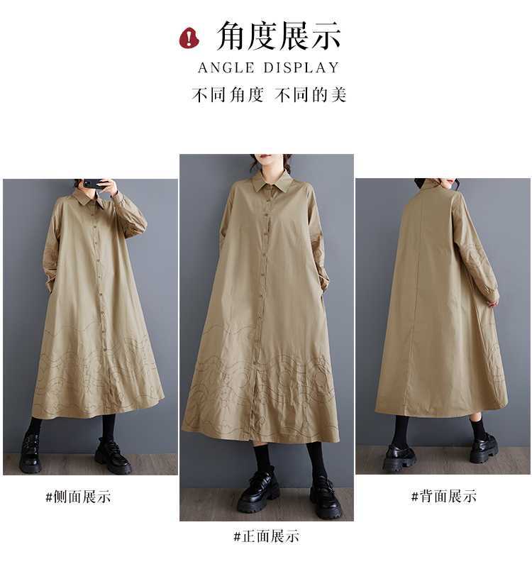 「ファットガール」 2024秋新品 刺繍 ドッキング ロングワンピース 大きいサイズ 体型カバー レディース ワンピース メガ割30%までに制限