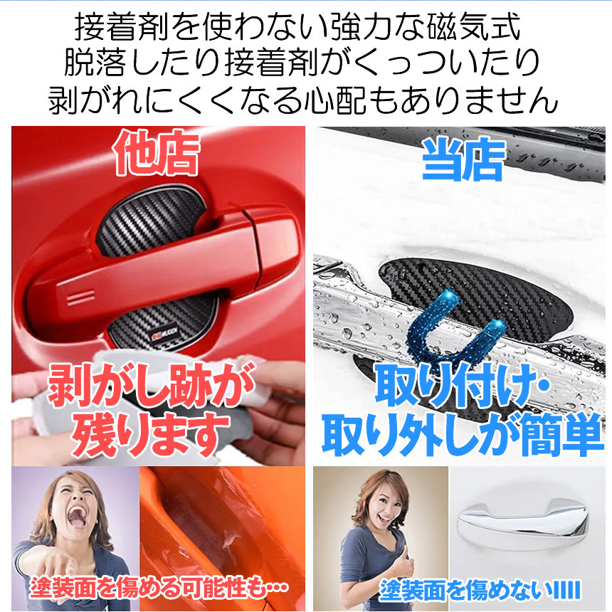 【走行中も落ちない】 ドアハンドル プロテクター 40枚セット ドアハンドルプロテクター ドアハンドルカバー マグネット式 プロテクター 車 カーボン ドアノブ 保護フィルム ガード 傷防止 保護 車