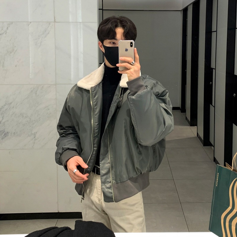 【急速出荷】メンズ綿服冬アウター鹿皮ラムズフリース フリース裏起毛 皮ジャンパー厚手防寒ジャケット コート