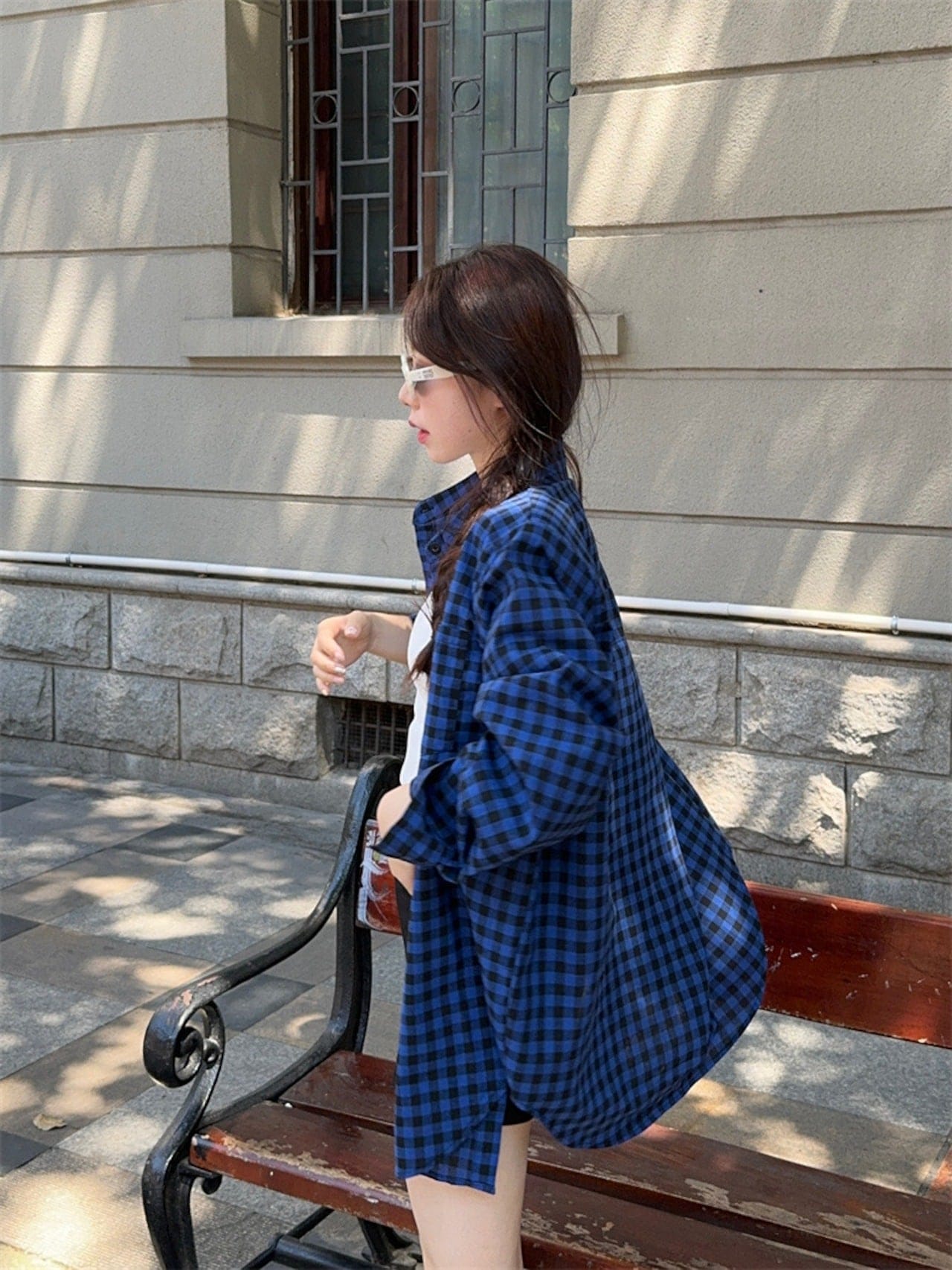 【急速出荷!】24トップス シャツ 長袖 ボタン 襟 チェック柄 ゆったり 細見え 青 ブルー おしゃれ かわいい 韓国ファッション レディース お出かけ 【急速出荷!】24トップス シャツ 長袖 ボタン 襟 チェック柄 ゆったり 細見え 青 ブルー おしゃれ かわいい 韓国ファッション レディース お出かけ