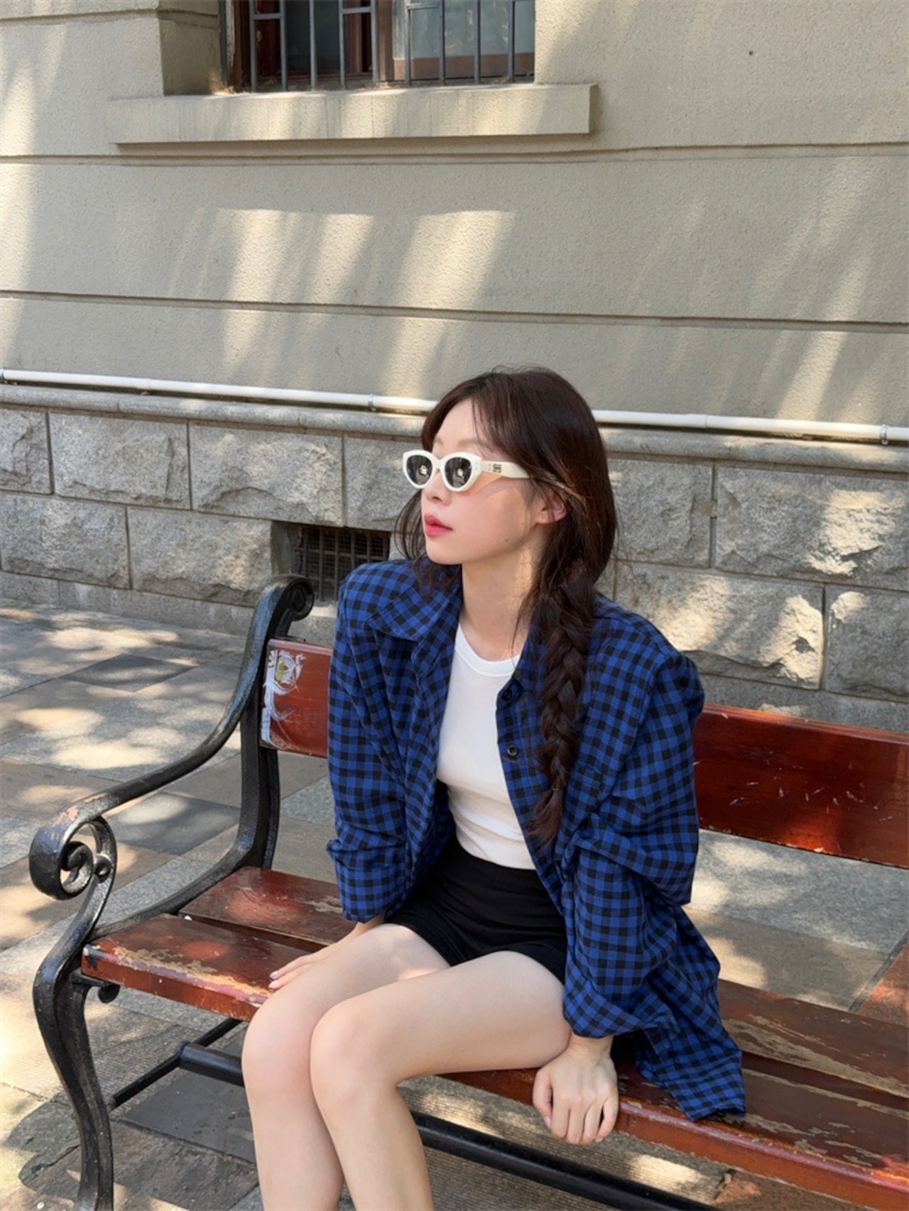 【急速出荷!】24トップス シャツ 長袖 ボタン 襟 チェック柄 ゆったり 細見え 青 ブルー おしゃれ かわいい 韓国ファッション レディース お出かけ 【急速出荷!】24トップス シャツ 長袖 ボタン 襟 チェック柄 ゆったり 細見え 青 ブルー おしゃれ かわいい 韓国ファッション レディース お出かけ