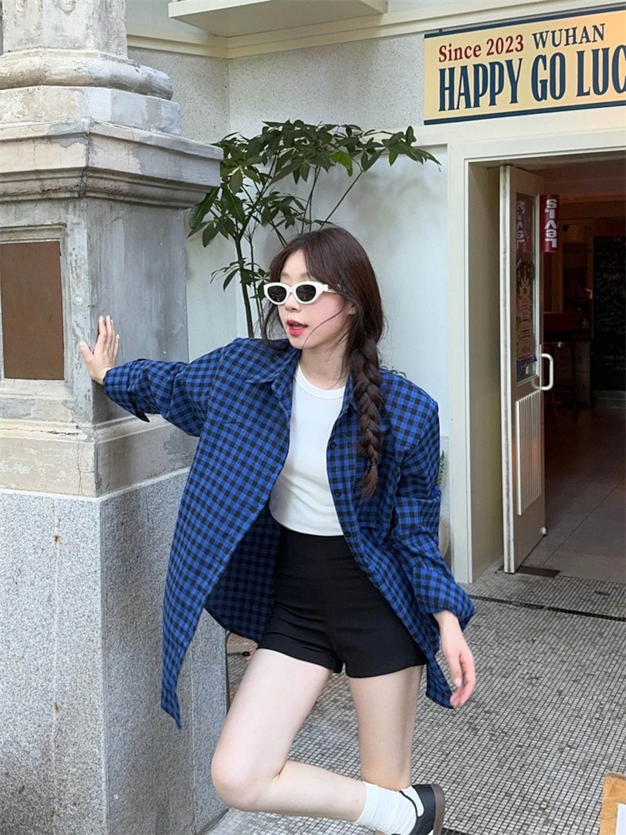 【急速出荷!】24トップス シャツ 長袖 ボタン 襟 チェック柄 ゆったり 細見え 青 ブルー おしゃれ かわいい 韓国ファッション レディース お出かけ 【急速出荷!】24トップス シャツ 長袖 ボタン 襟 チェック柄 ゆったり 細見え 青 ブルー おしゃれ かわいい 韓国ファッション レディース お出かけ