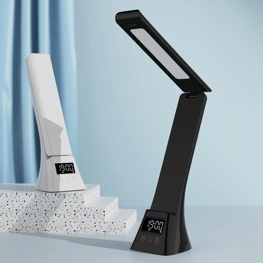 デスクライト LED 学習机 ワイヤレススマホ充電 USB出力 三段階調色 無段階調光 電気スタンド 卓上ライト 目に優しい 5W 高輝度 テーブルライト 目覚まし時計
